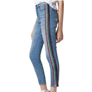 NWT Blank NYC "The Bond" Rainbow Striped Jeans, Blue, 31